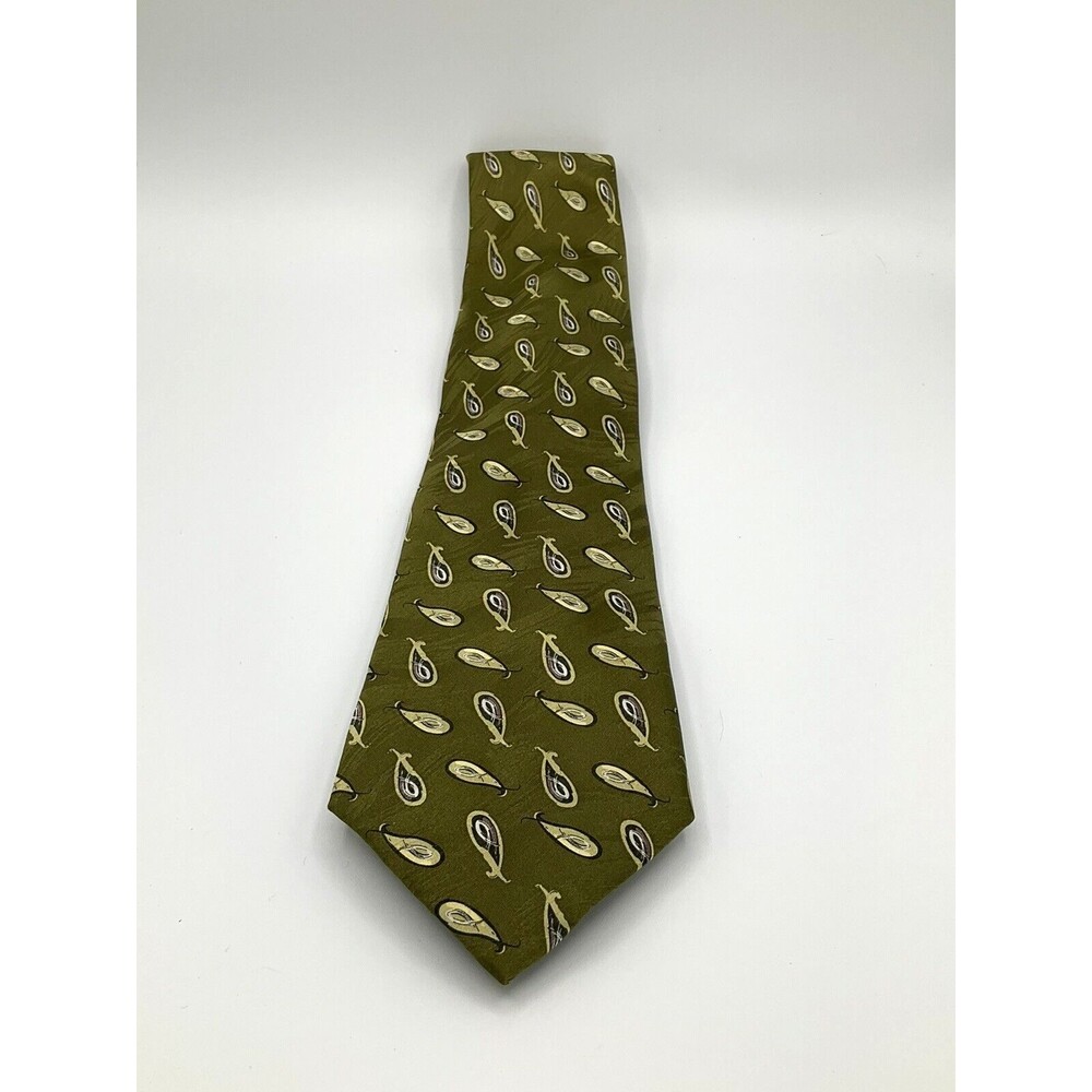 VTG Divinity Boutique Mens Silk Handmade Matthew 22:37 Tie Green Bible 60 x 4